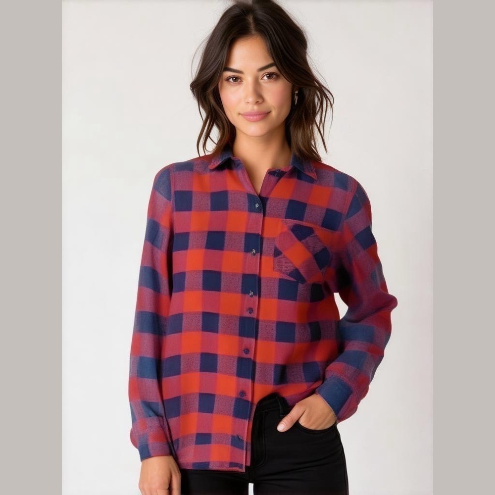 Madewell Classic Buffalo Plaid (Red/Black) Flannel Button Down. Size Medium. - Picture 4 of 10